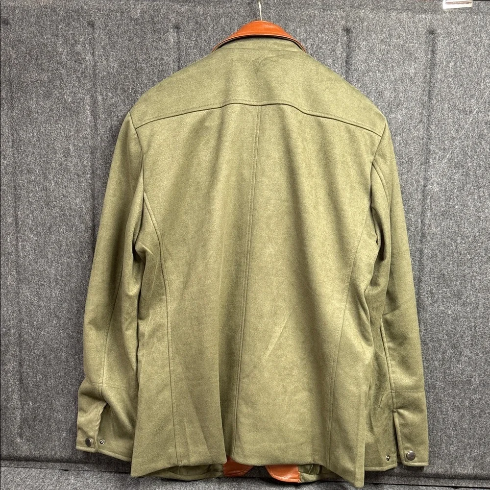 Manley Stylish Olive Blazer with Tan Leather Details - Picture 6 of 7